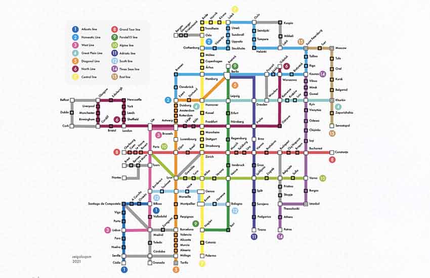 Bản đồ Châu Âu về tàu điện ngầm