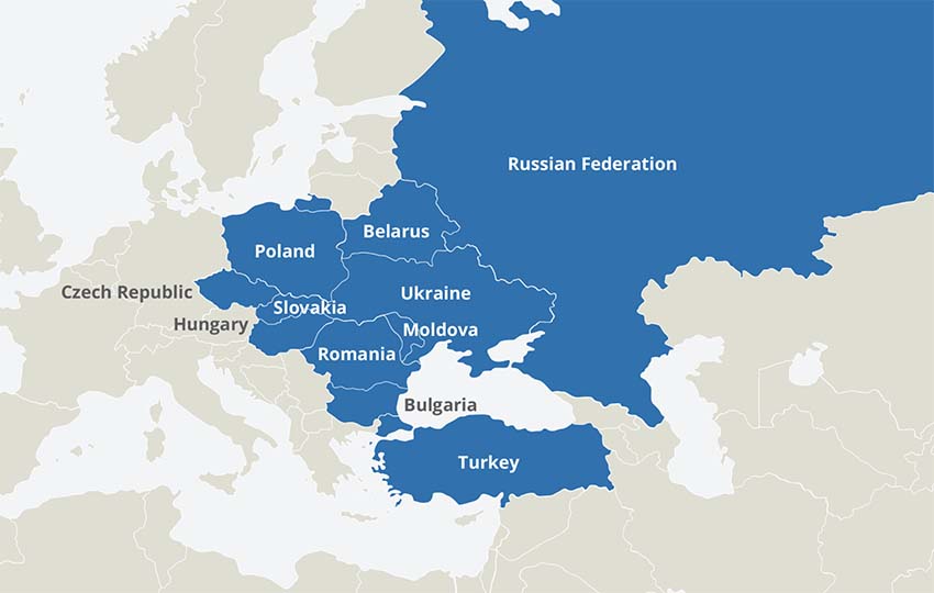 Bản đồ Châu Âu: vùng Đông Âu